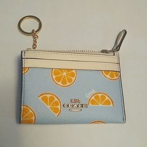 Coach keychain card holder orange slice print